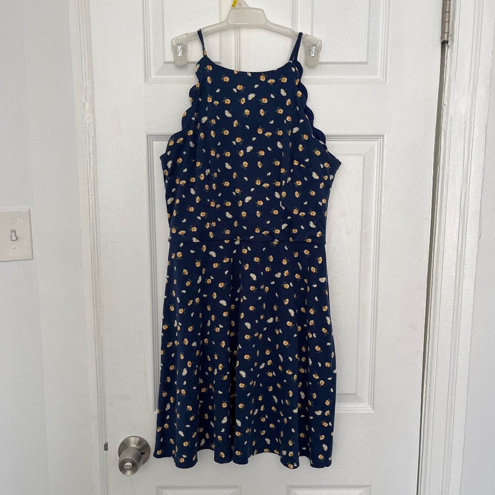 Navy floral skater dress